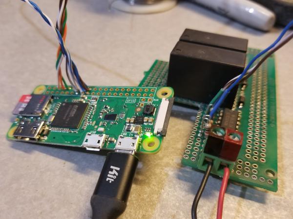 Partially assembled board connected to the Raspberry Pi Zero